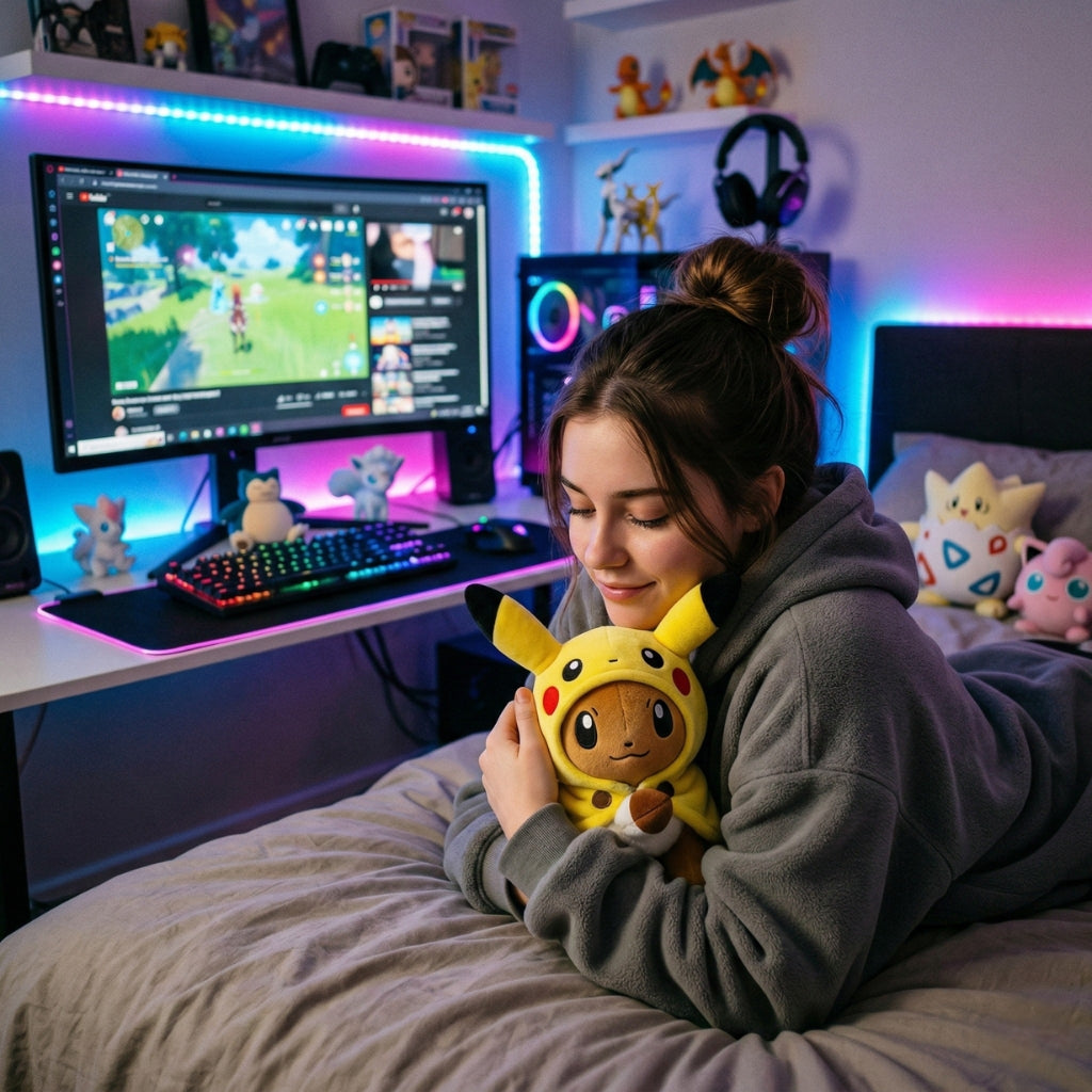 Peluche Evoli déguisé en Pikachu