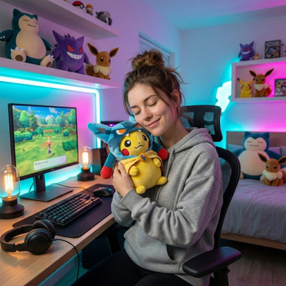 Peluche Pikachu déguisé en Lucario