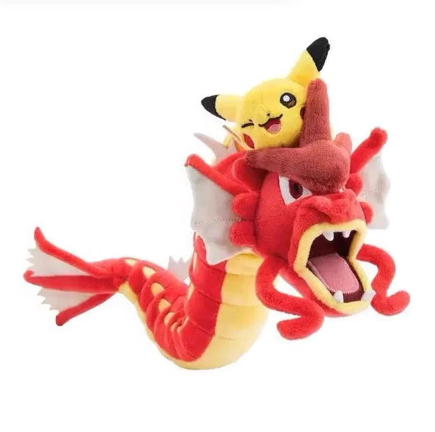 Peluche Léviator Rouge avec Pikachu