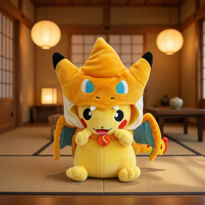 Pikachu déguisé en Mega Dracaufeu Y