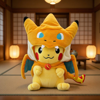 Pikachu déguisé en Mega Dracaufeu Y